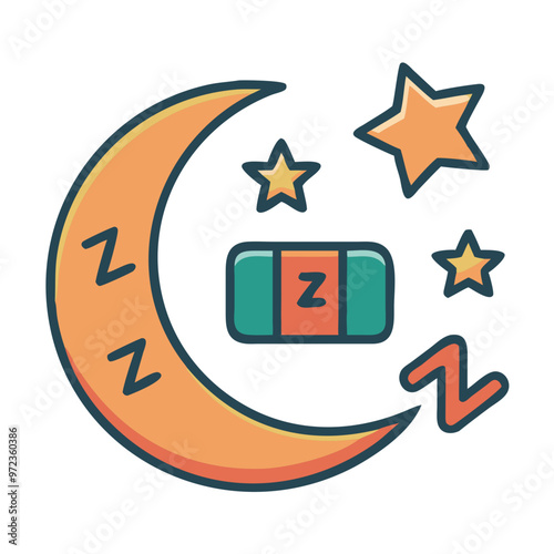 Colorful Consistent Bedtime Icon, Sleep Routine, Wellness and Sleep Health Symbol