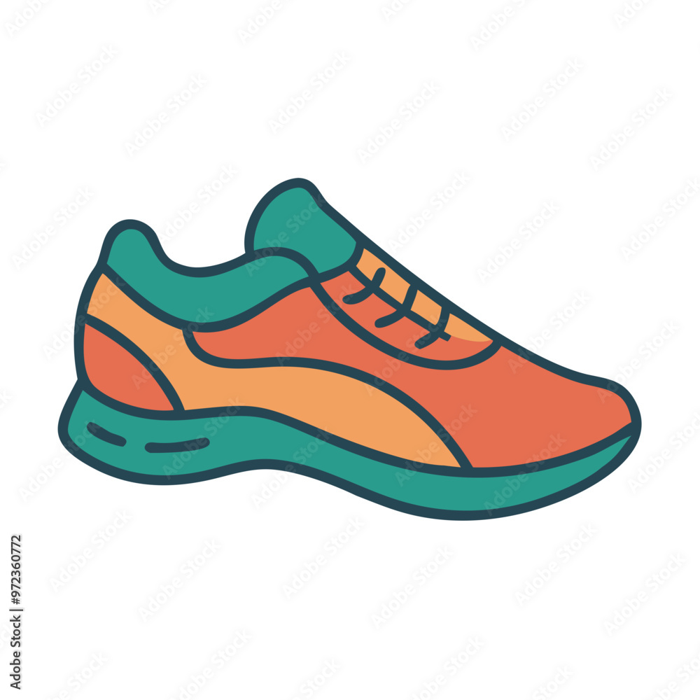 Colorful Running Shoes Icon, Athletic Footwear, Fitness and Endurance Symbol Colorful Running Shoes Icon, Athletic Footwear, Fitness and Endurance Symbol