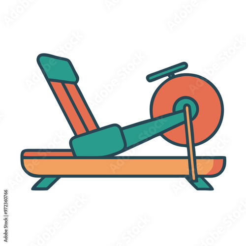 Colorful Rowing Machine Icon, Fitness Equipment, Cardio and Strength Training Symbol