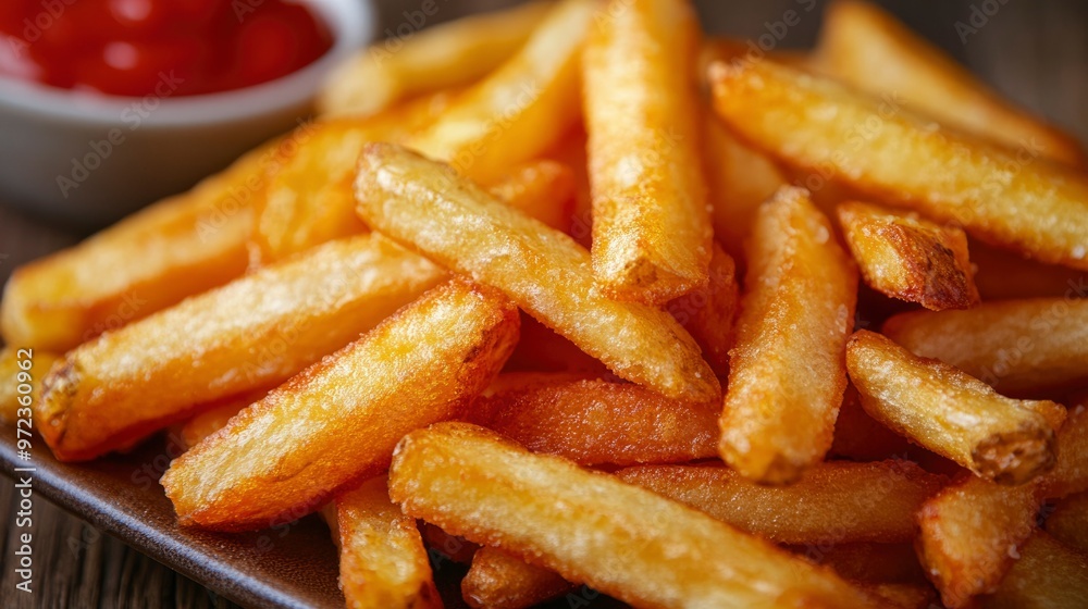 A Close-Up of Golden Brown French Fries with Salt A Close-Up of Golden Brown French Fries with Salt
