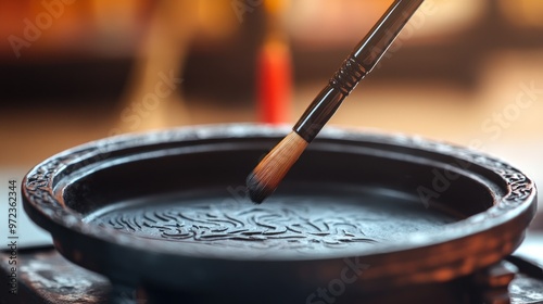 Chinese Calligraphy Brush and Ink Stone photo