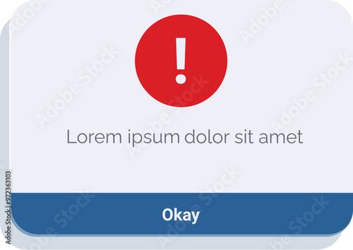 Digital alert message with an exclamation mark symbol, informing the user about an error that requires attention
