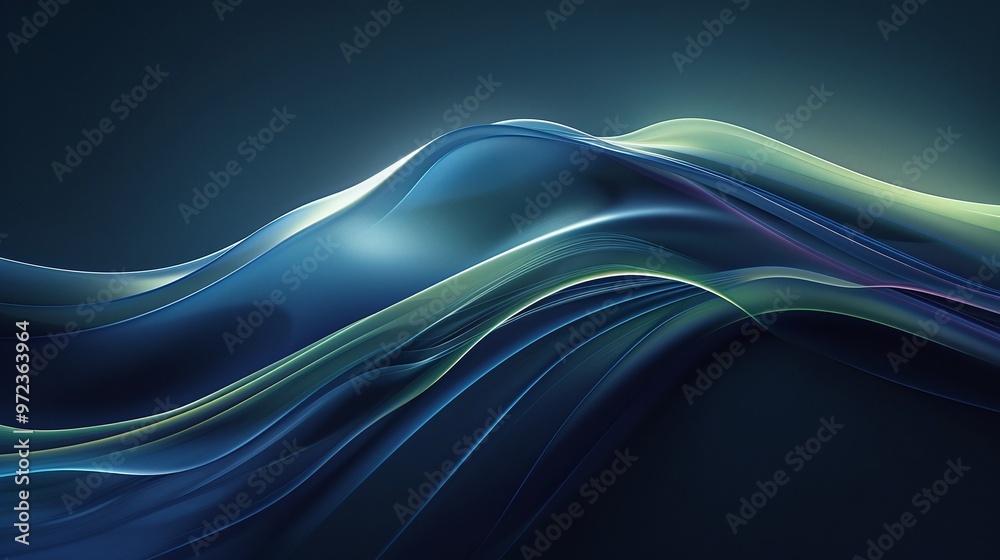 Obraz premium A mesmerizing wave of soft colors blending seamlessly, creating an ethereal and tranquil atmosphere ideal for backgrounds. Product presentation background.