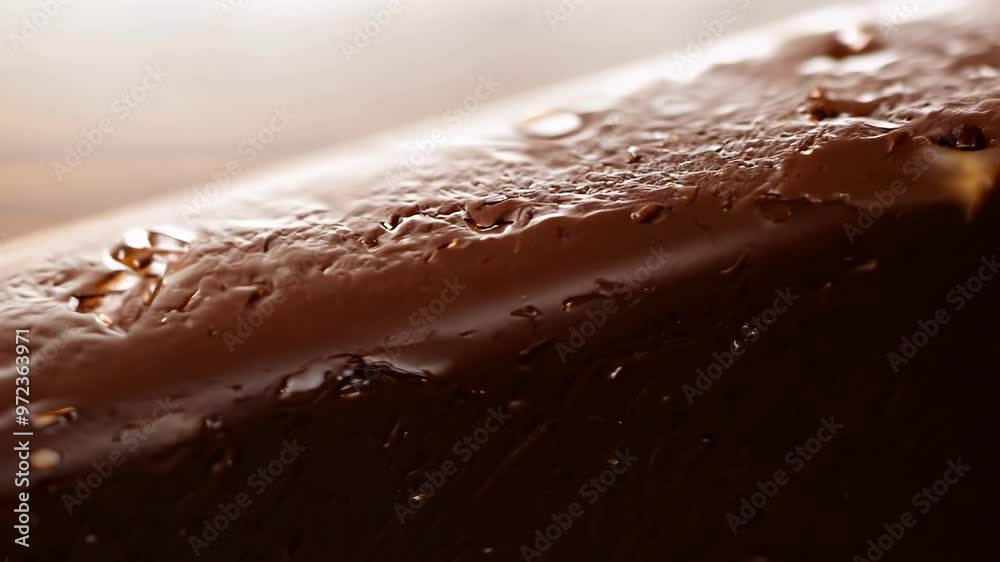 Closeup of chocolate bar with water droplets Closeup of chocolate bar with water droplets
