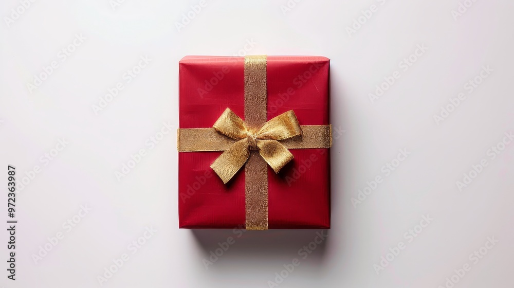 Red Gift Box with Gold Ribbon and Bow Red Gift Box with Gold Ribbon and Bow