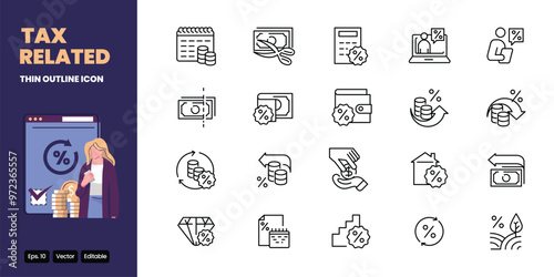 tax related thin outline icon vector design good for web and mobile app