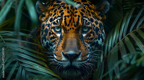 Close Up of a Jaguar's Face in the Jungle