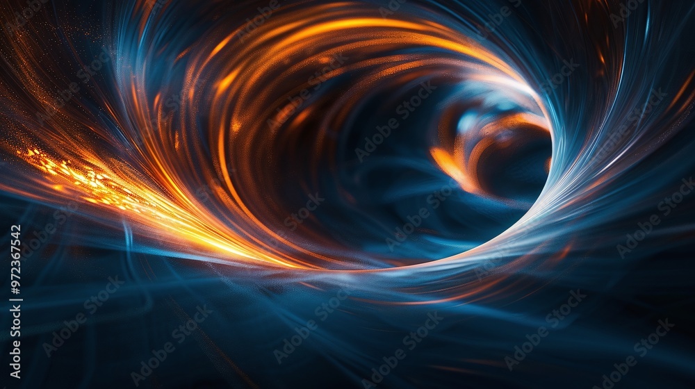 A stunning digital swirl of vibrant colors, featuring orange and blue tones, representing motion and energy in a cosmic setting. Product presentation background. A stunning digital swirl of vibrant colors, featuring orange and blue tones, representing motion and energy in a cosmic setting. Product presentation background.