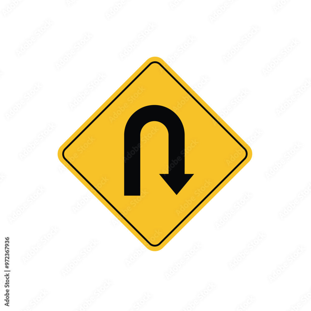 road sign icon, Turning Ahead on yellow rhombus. board.suitable for poster use and web icon road sign icon, Turning Ahead on yellow rhombus. board.suitable for poster use and web icon