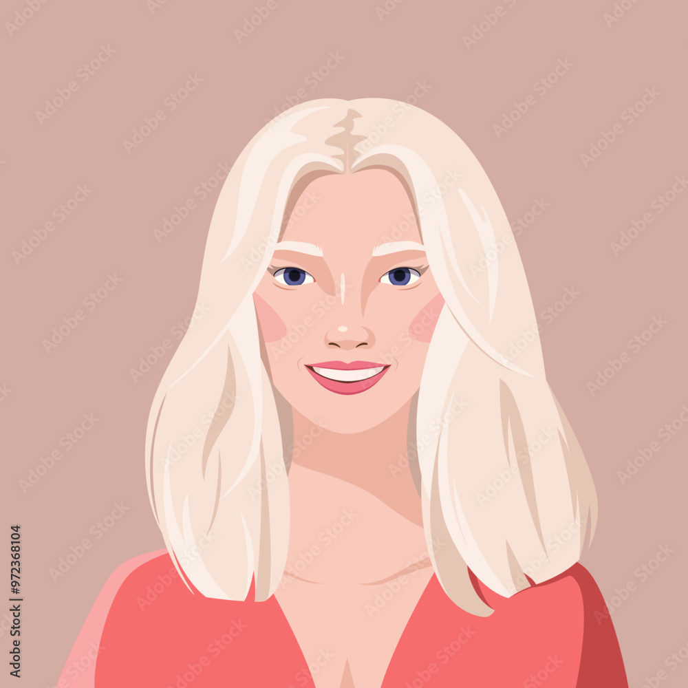 Portrait of a beautiful young blonde. A smiling woman. Vector illustration. Portrait of a beautiful young blonde. A smiling woman. Vector illustration.