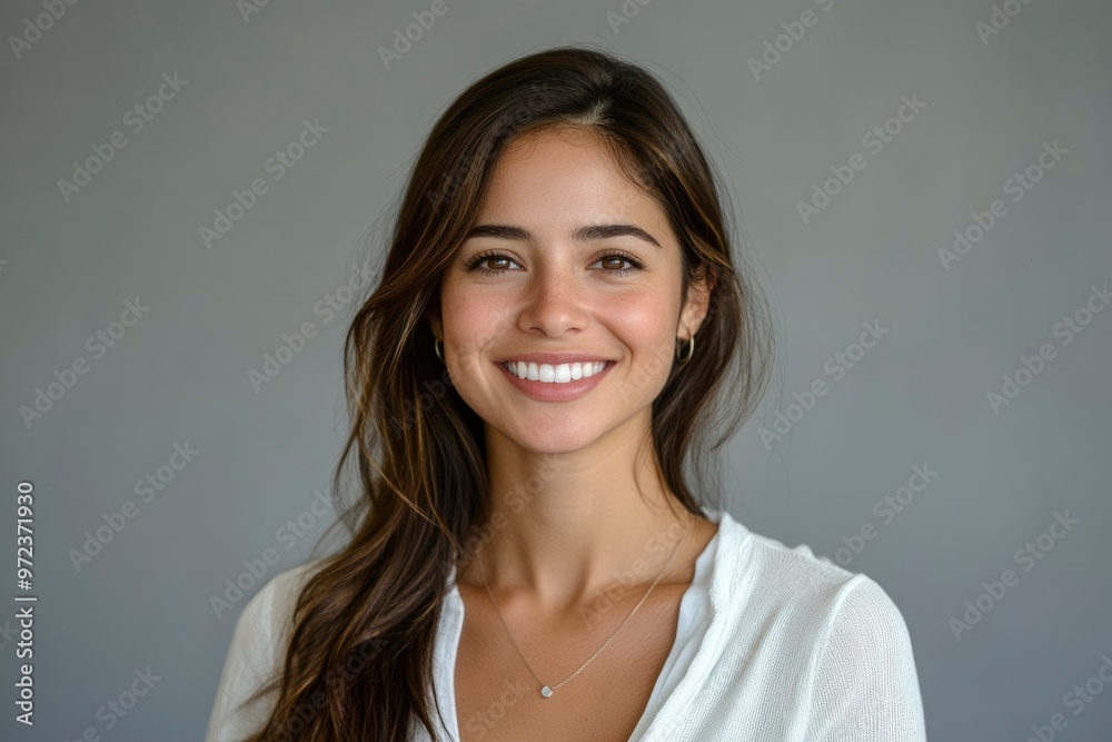 Portrait of a Smiling Woman with Long Brown Hair Portrait of a Smiling Woman with Long Brown Hair