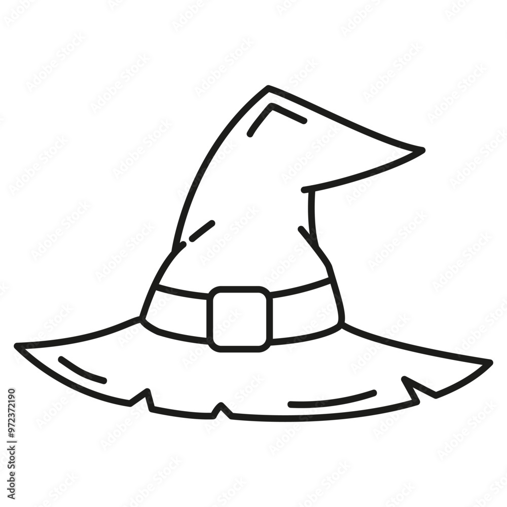 Halloween symbol. Witch hat. Wizard hat.Isolated on white background.Doodle sketch icon. Isolated on white background.