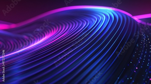 A vibrant abstract wave design showcasing dynamic lines and colors, ideal for backgrounds and tech themes. Product presentation background.