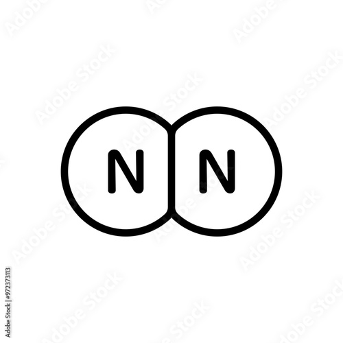 Nitrogen molecular model icon. 