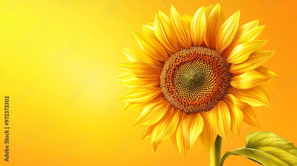 A vibrant yellow sunflower against a yellow background. A vibrant yellow sunflower against a yellow background.