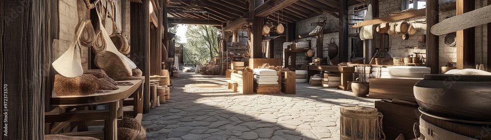 A rustic marketplace filled with handmade crafts, wooden furniture, and natural light, showcasing a warm and inviting atmosphere. A rustic marketplace filled with handmade crafts, wooden furniture, and natural light, showcasing a warm and inviting atmosphere.
