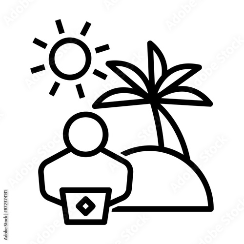 digital nomad Line Icon