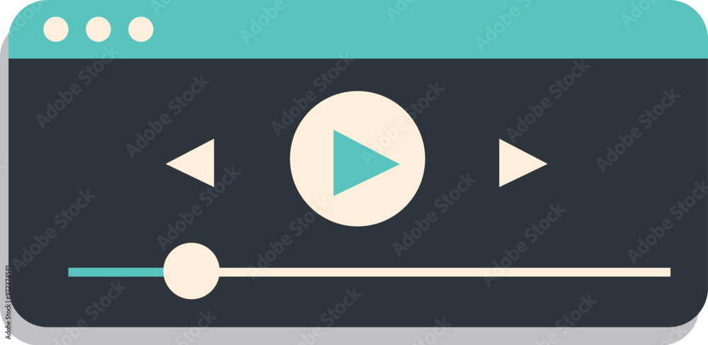 This minimal design video player is paused with a progress bar and ...