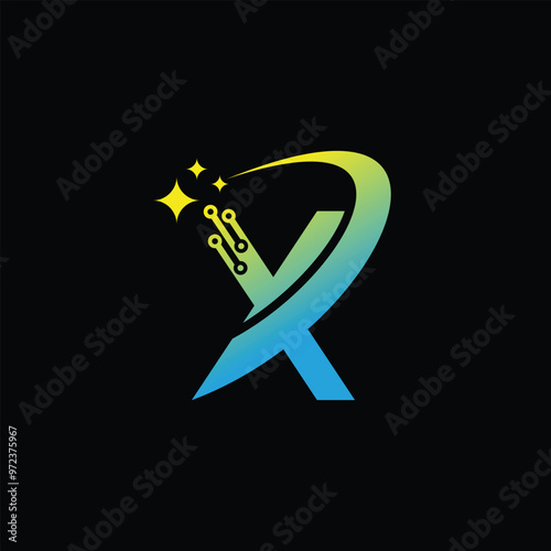 letter X concept technology logo design vector illustration, X tech logo Design