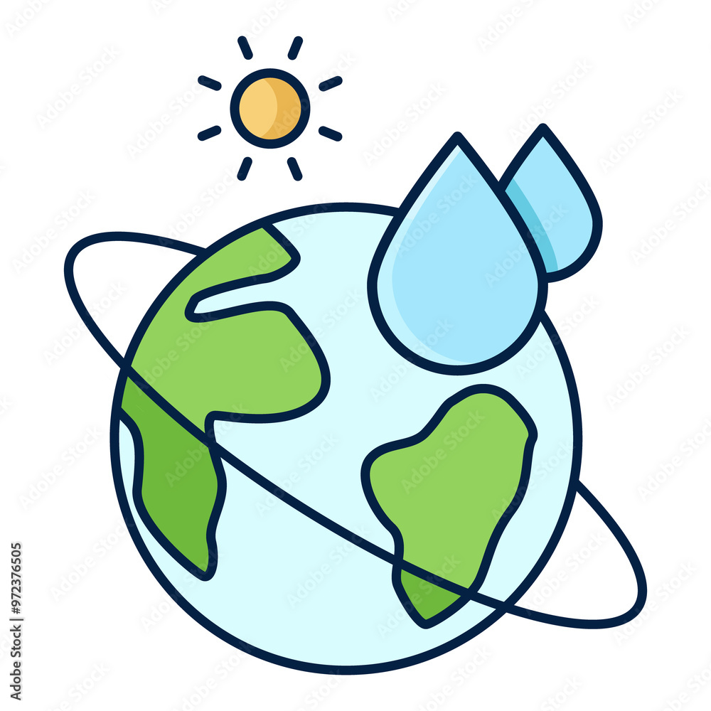 Water Conservation Icon Design. Represents Sustainability, Eco-Friendly Solutions, Conservation Efforts, Environmental Awareness. Transparent PNG.
