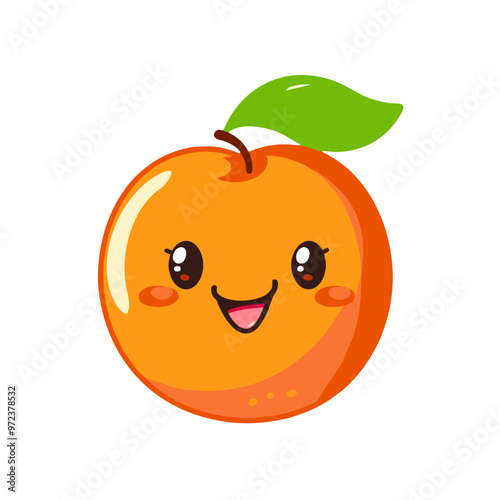 smiling peach fruit vector illustration isolated