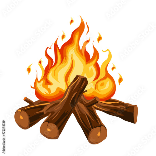 survival camp fire vector illustration isolated