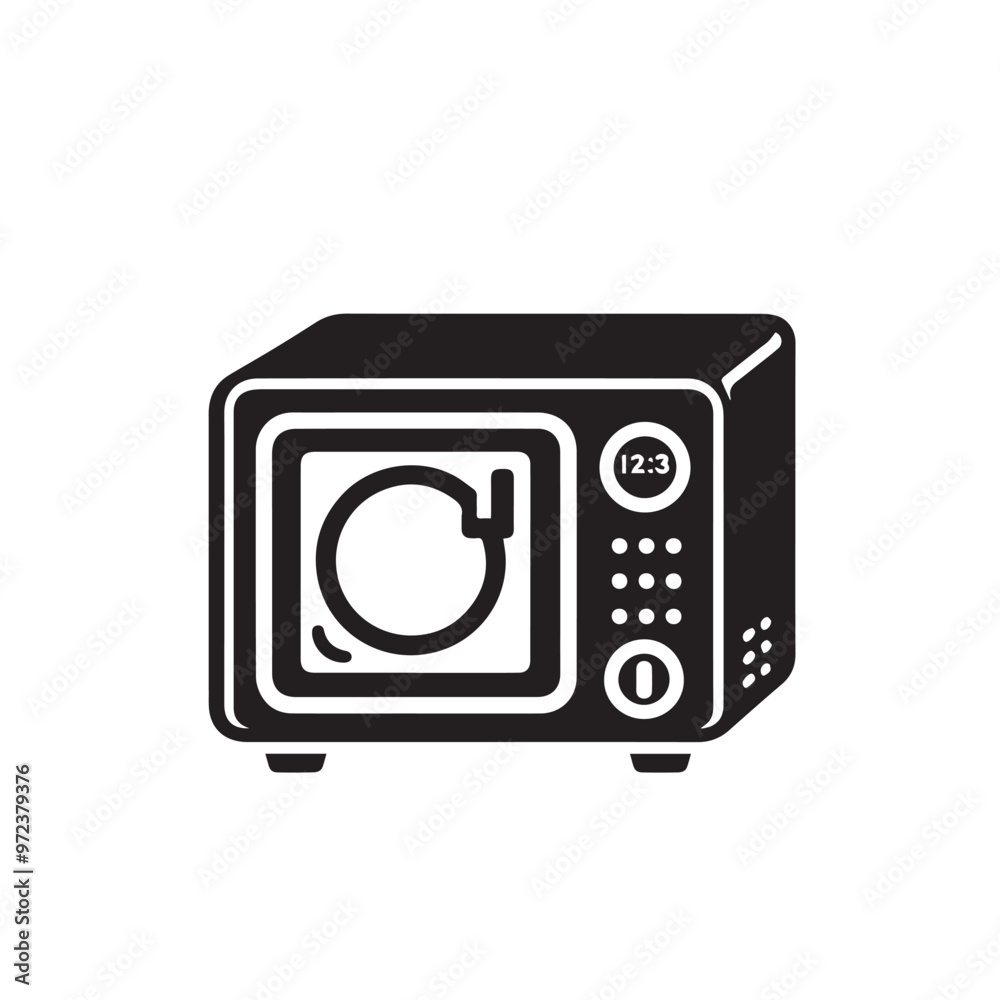 Microwave vector silhouette. Microwave vector logo, icon design black and white. Microwave vector silhouette. Microwave vector logo, icon design black and white.