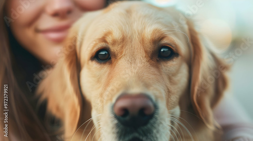 Woman Petting Dog 