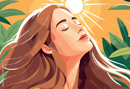 Woman Enjoying Sunlight in a Lush Summer Field