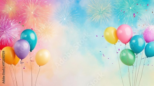 A colorful, festive carnival celebrating the arrival of 2025, with bright lights, cheerful crowds, and fireworks painting the sky above a vibrant amusement park photo