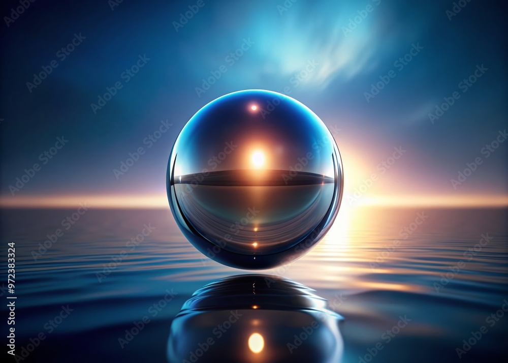 A highly reflective metallic sphere suspended in mid-air, radiating a mesmerizing glow, surrounded by a subtle gradient A highly reflective metallic sphere suspended in mid-air, radiating a mesmerizing glow, surrounded by a subtle gradient