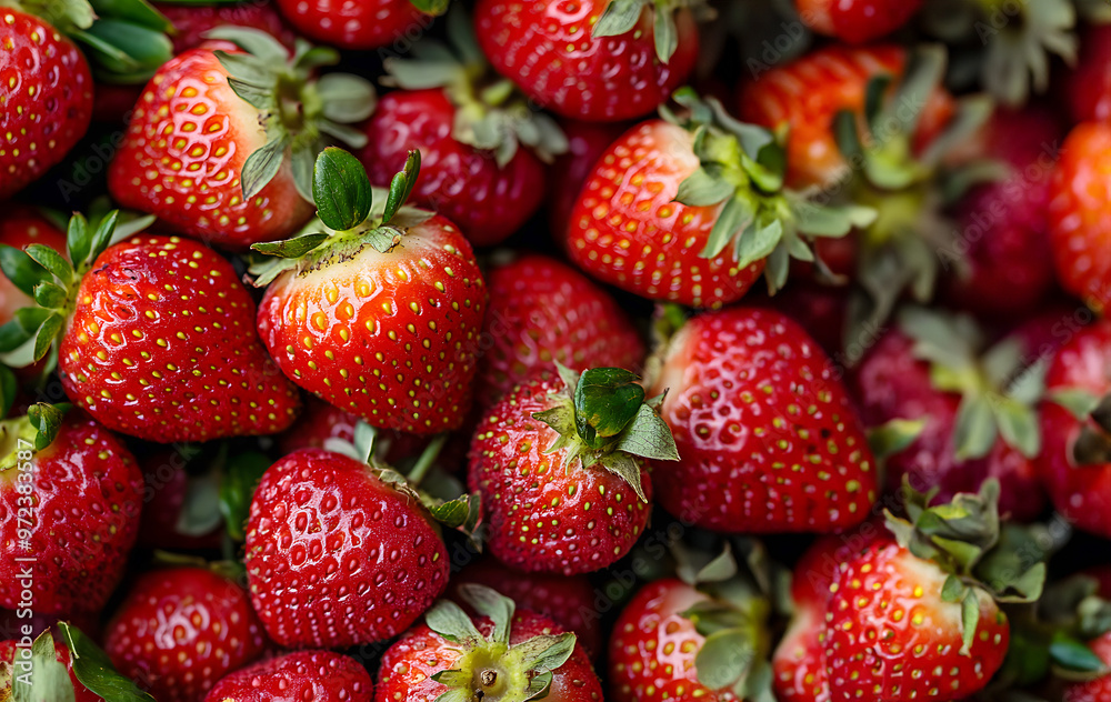 strawberries on a market , Fresh Organic Berries Macro strawberries on a market , Fresh Organic Berries Macro