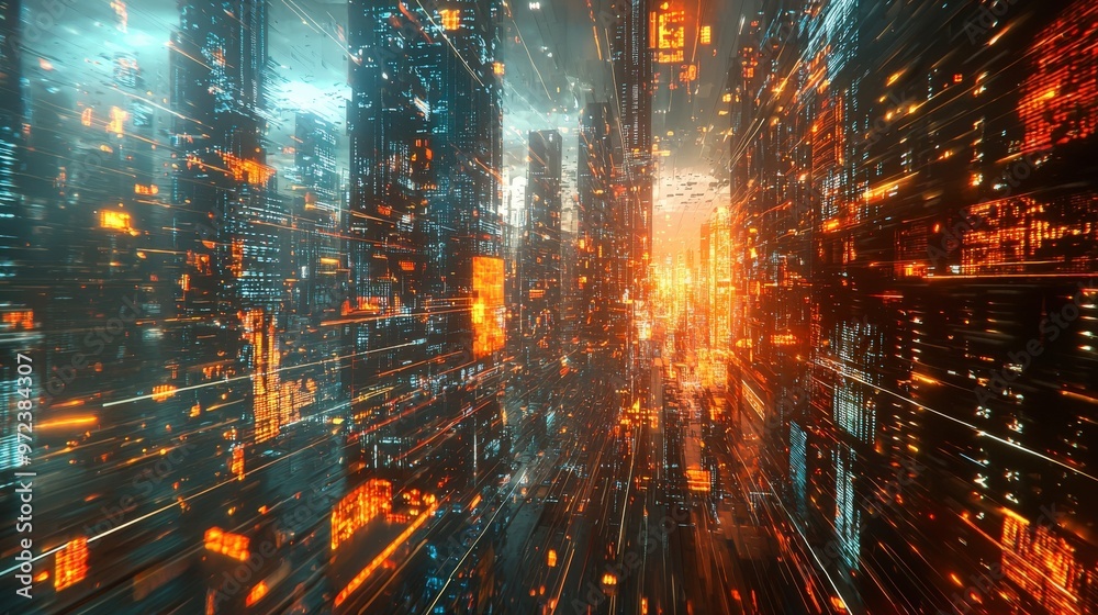 AI-driven society, futuristic city, advanced technology, holographic interfaces AI-driven society, futuristic city, advanced technology, holographic interfaces