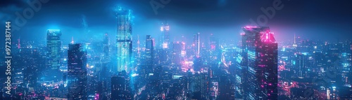 AI metropolis, digital control, futuristic design, holographic technology