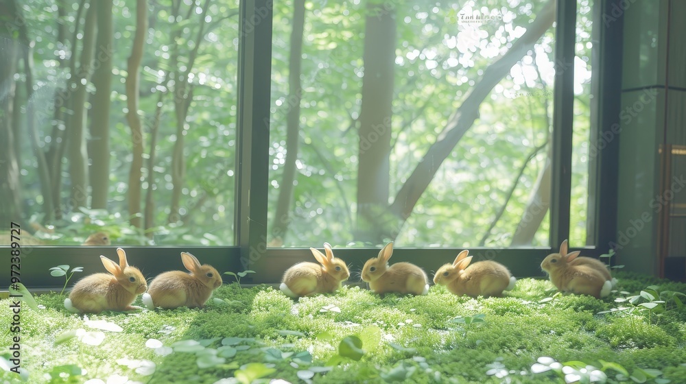 Fototapeta premium Bright and spacious indoor rabbit farming creating a happy and clean habitat for your bunnies