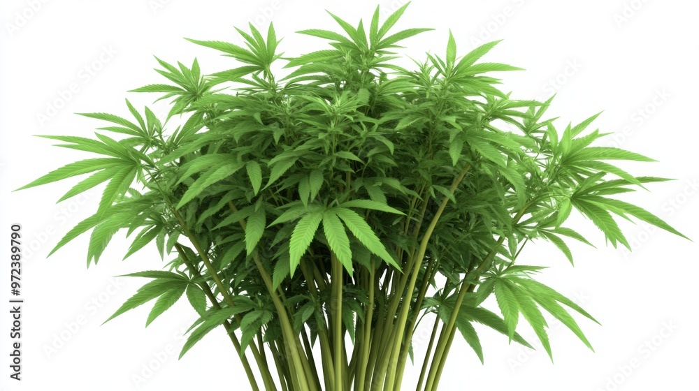 A large green plant is in a vase with white background, AI A large green plant is in a vase with white background, AI