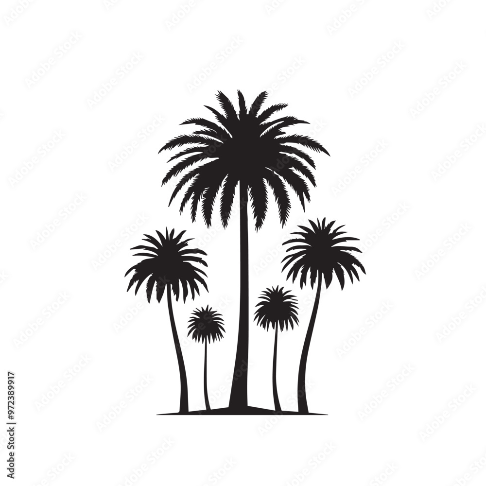Fototapeta premium Palm tree vector design. Palm tree silhouette. Palm tree logo, icon, sign. Tropical Palm tree illutration.