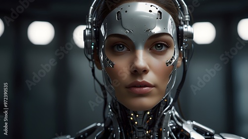  the future of artificial intelligence, blending technology and humanity. Perfect for showcasing advanced AI concepts with space for text or copy space.