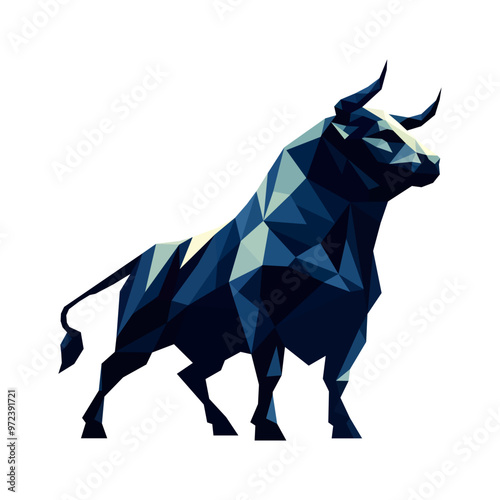 bull - low poly design style (artwork 1)