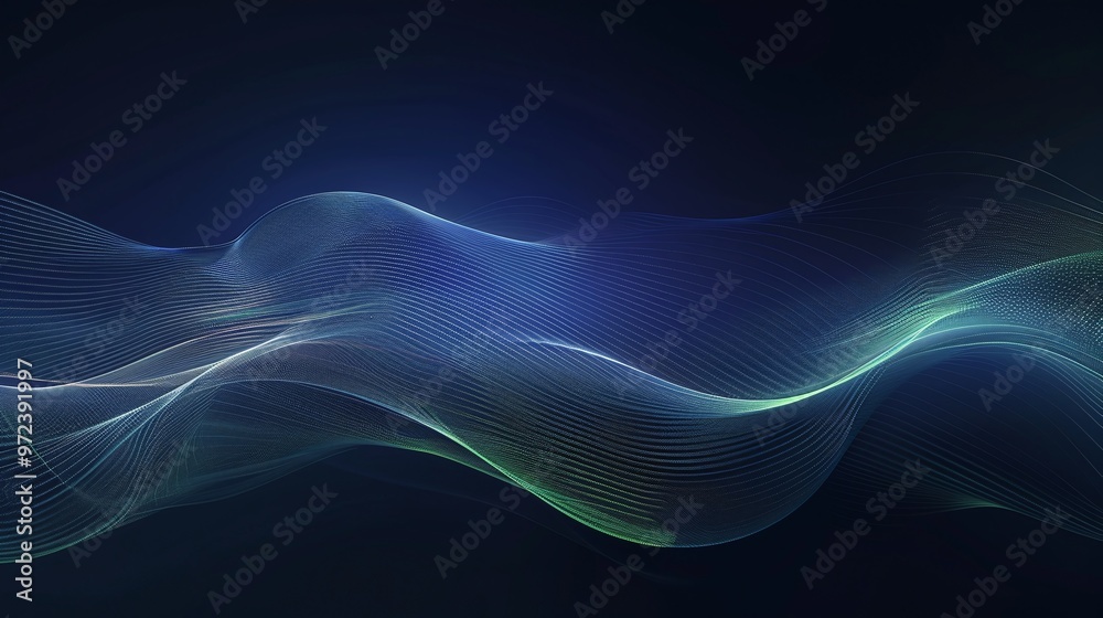 Fototapeta premium Abstract waves of light create a tranquil atmosphere with flowing colors on a dark background. Perfect for modern designs.