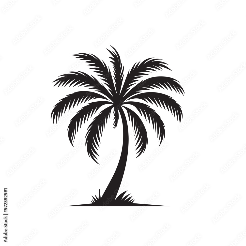 Obraz premium Palm tree vector design. Palm tree silhouette. Palm tree logo, icon, sign. Tropical Palm tree illutration.