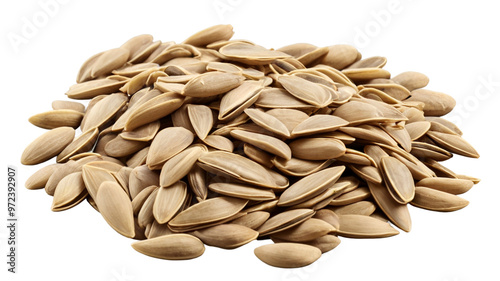 Healthy popular pile of sunflower seeds isolated on transparent background