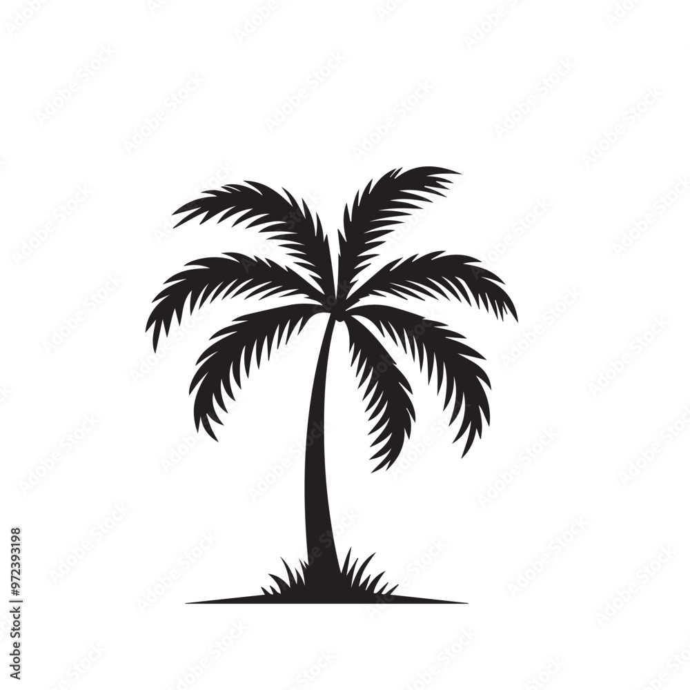 Obraz premium Palm tree vector design. Palm tree silhouette. Palm tree logo, icon, sign. Tropical Palm tree illutration.