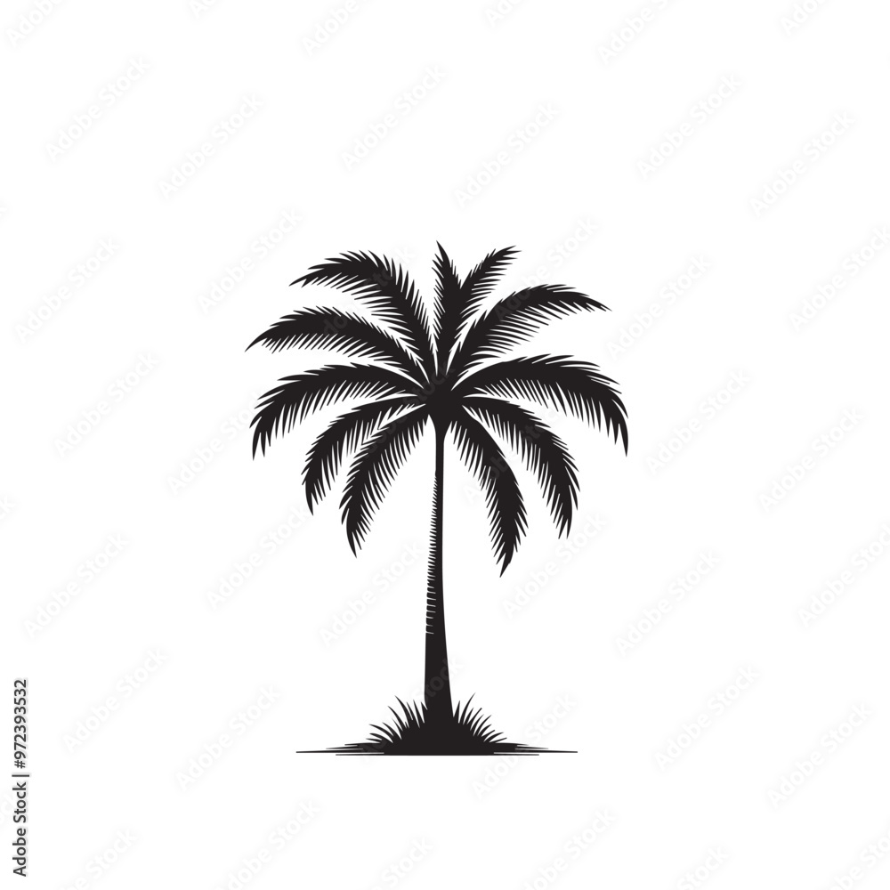 Fototapeta premium Palm tree vector design. Palm tree silhouette. Palm tree logo, icon, sign. Tropical Palm tree illutration.