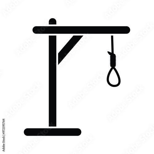 gibbet glyph icon. gallows glyph on white background. hang and knot sign. rope symbol. Hangman or hangwoman noose knot prevention day support icon.