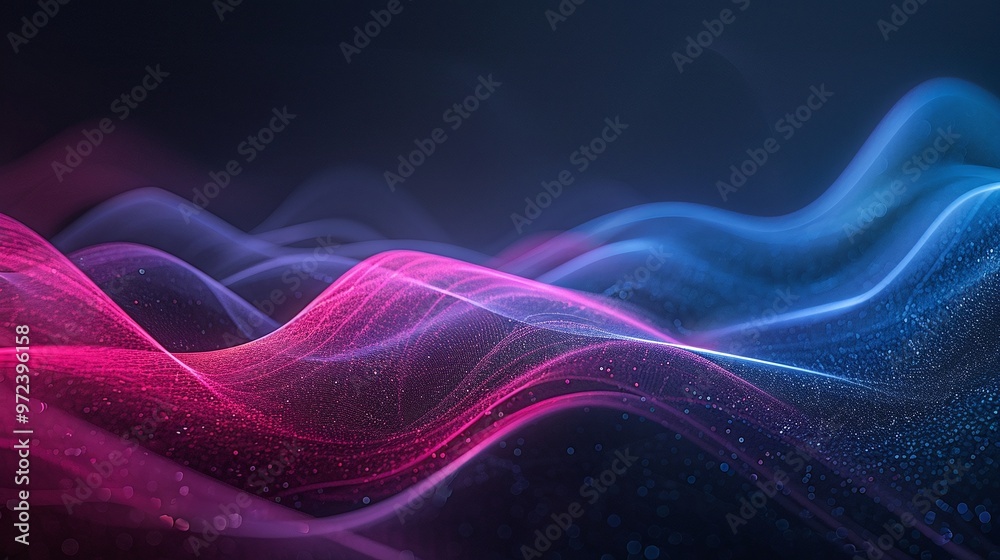 Fototapeta premium Beautiful abstract waves in pink and blue hues, creating a mesmerizing digital background full of depth and motion.