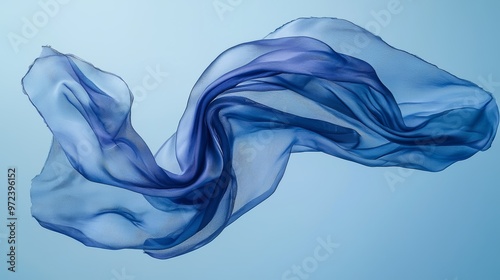 Floating Blue Fabric Abstract Background for Fashion or Textile Design Generative AI