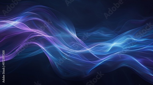 Dynamic abstract background featuring flowing waves of blue and purple light, creating a sense of movement and energy.