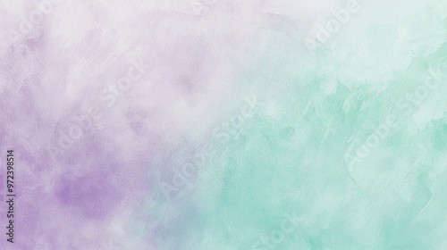 Watercolor painted background fading from purple to aqua green with a textured paper effect. This colorful abstract background would make a great design element