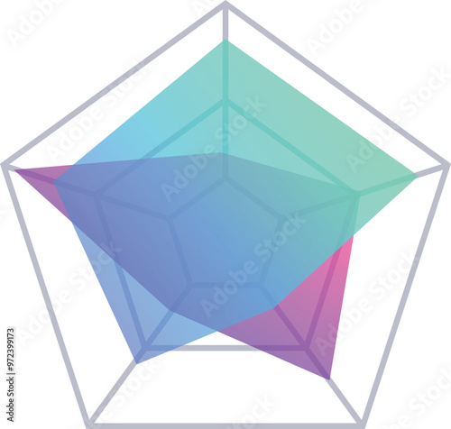 Colorful radar chart is representing data visualization with a modern abstract design
